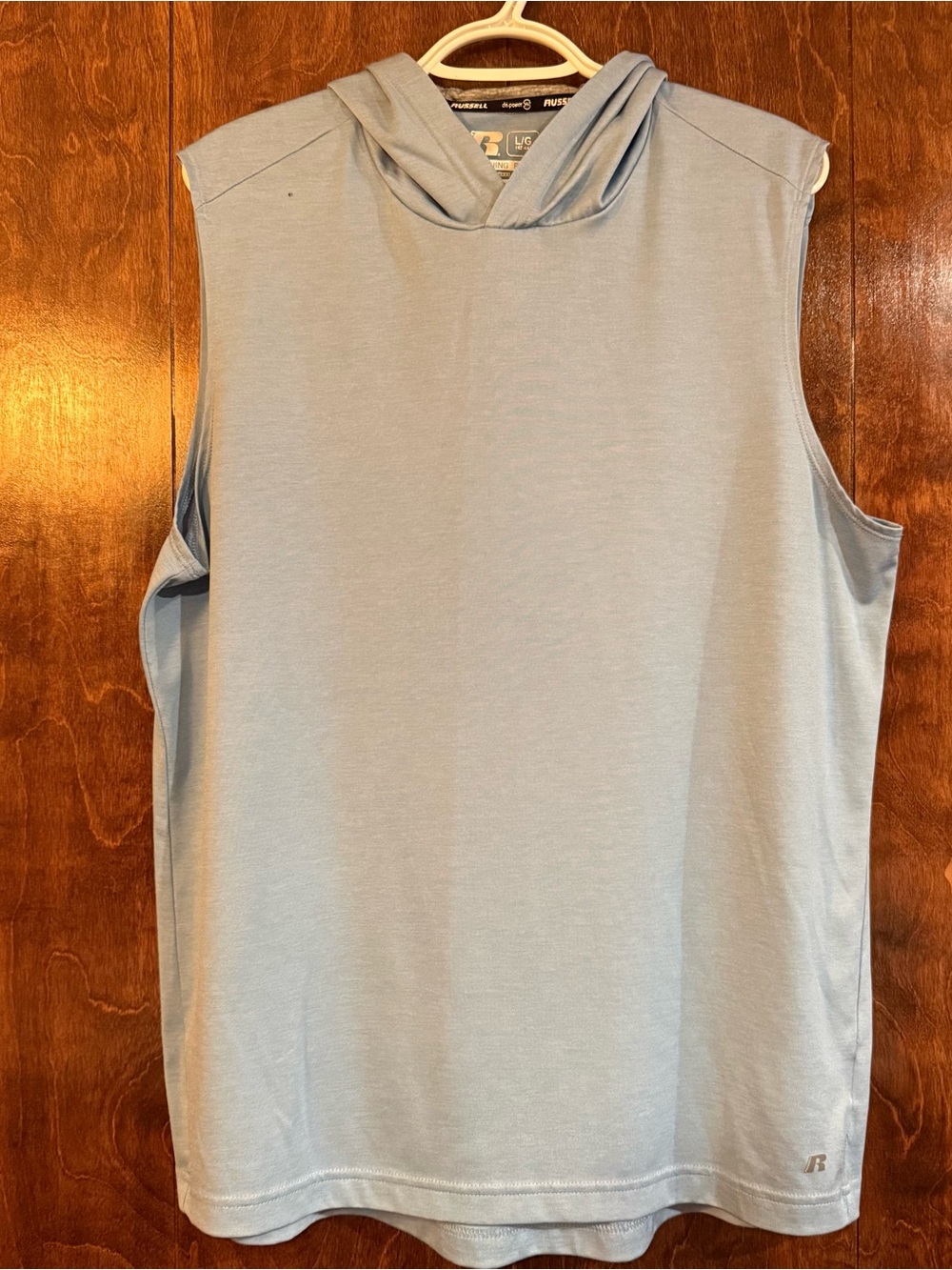Russell Athletic Dri-Power 360 Sleeveless Hoodie Tank Blue L Performance Gym